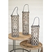 Gray Willow Lanterns with Glass Pillars, Set of 3