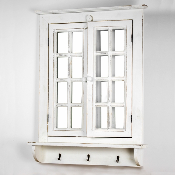 Rustic Window Shutter Mirror With Hooks Kirklands