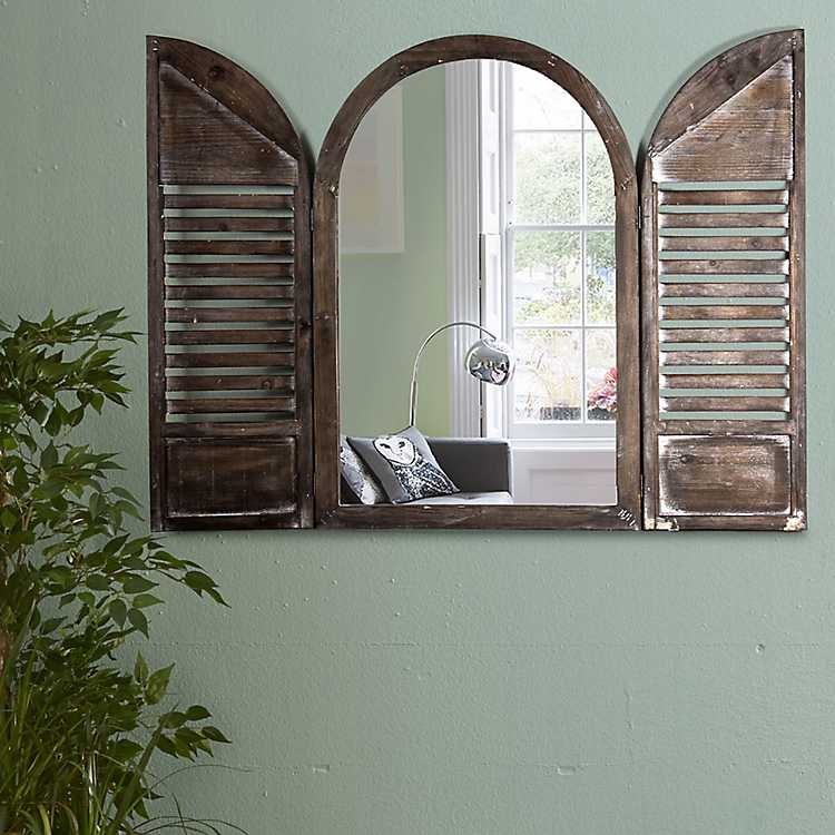 Cathedral Arched Window Shutter Mirror, Mirrors That Look Like Windows With Shutters