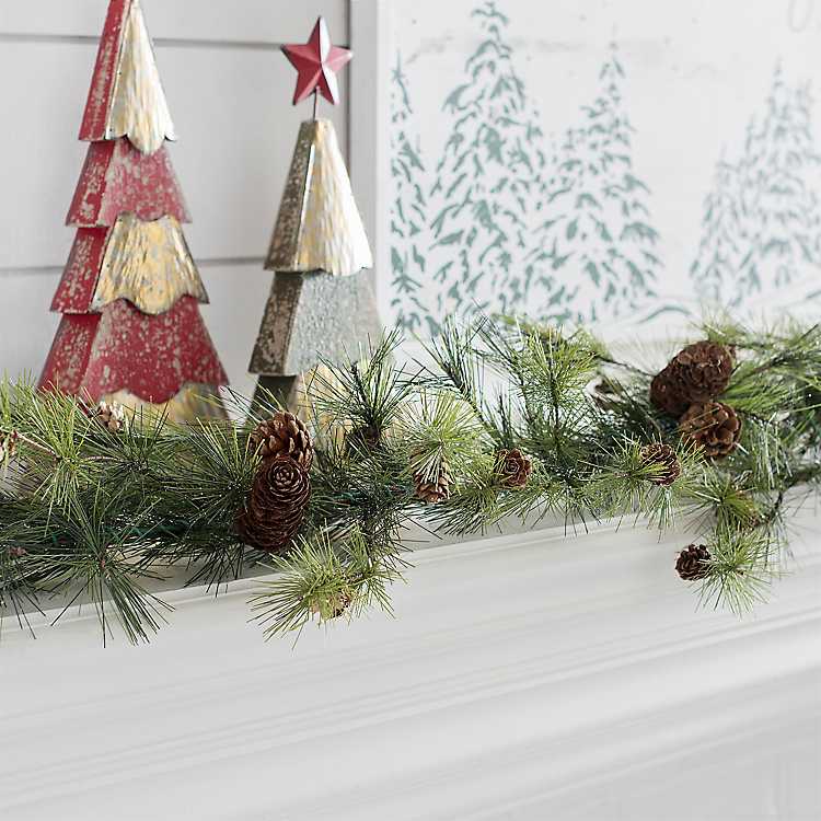 Drooping Snowy Ming Pine Christmas Garland | Kirklands Home