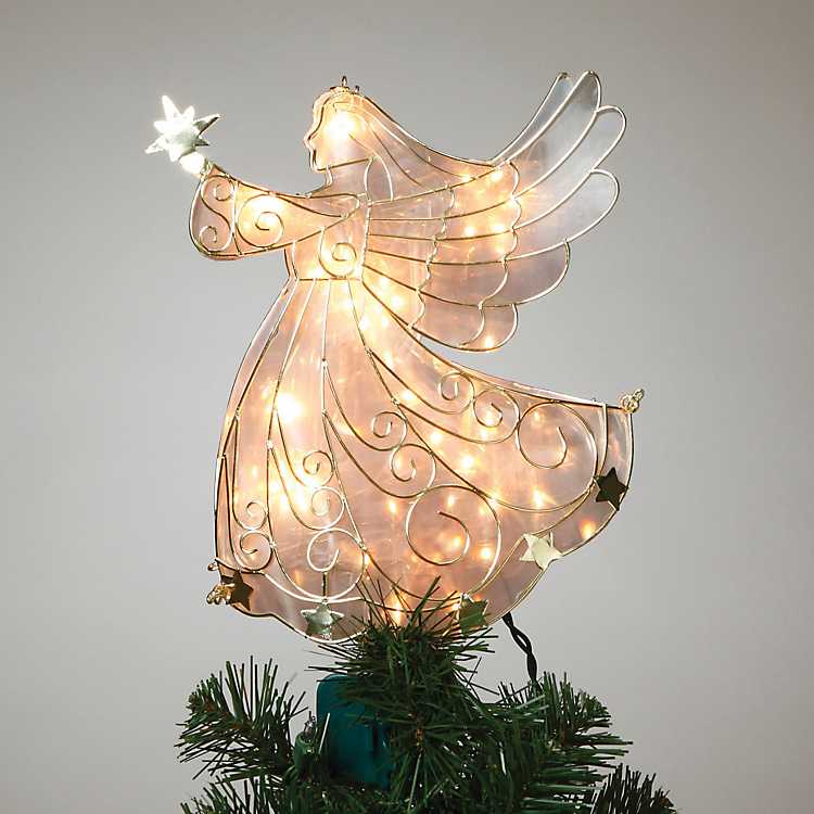 SANNO 15.7 Christmas Angle Tree Topper Ornament with White Feather Wings,Angel Figurines Christmas Tree Topper Decorations