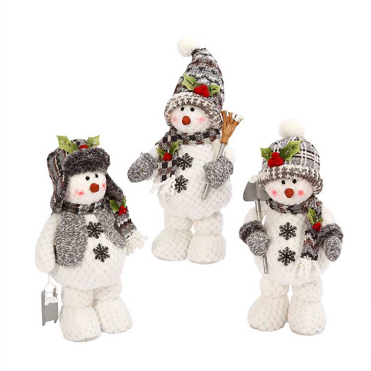 Set of 2 Christmas Winter Decor Greeter 32" Plush Standing Snowman Figures 