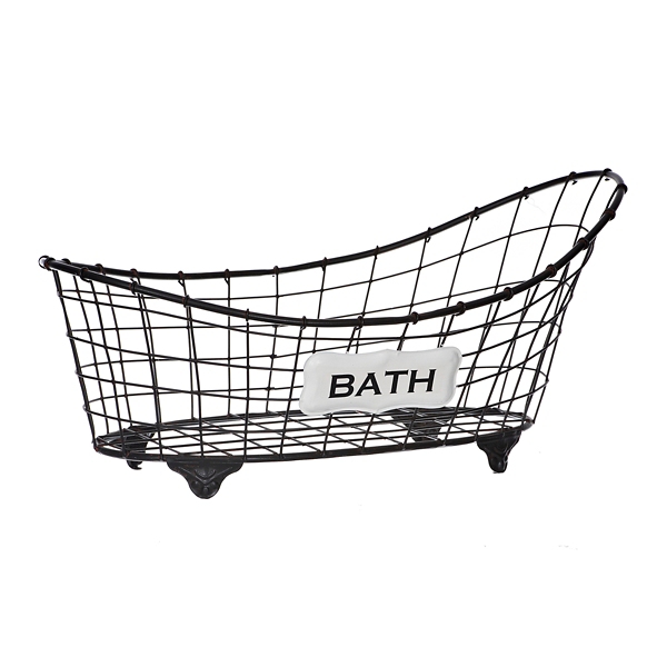 Real Living Bath Black Bathtub Wire Storage Basket