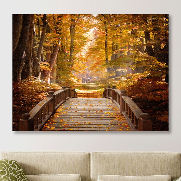 Orange and online tan living room forest art prints, photo on canvas