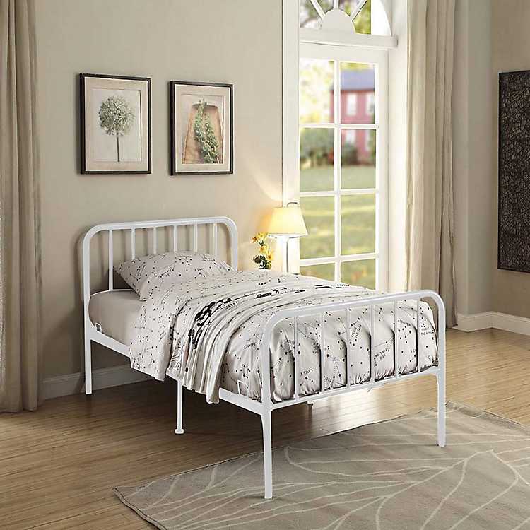 White Metal Twin Bed In A Box Kirklands, Twin Bed Sideboard
