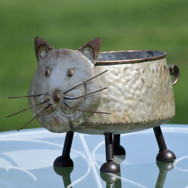 Galvanized Metal Cat Outdoor Planter Kirklands