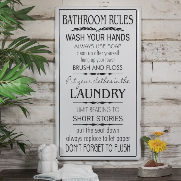 Bathroom Rules Metal Wall Plaque Kirklands