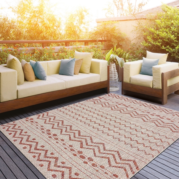 Geometric Stripe Sun Shower Outdoor Area Rug, 7x9 | Kirklands Home