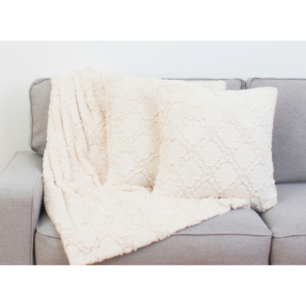 White Lattice Mia 3-pc. Pillows and Throw Set