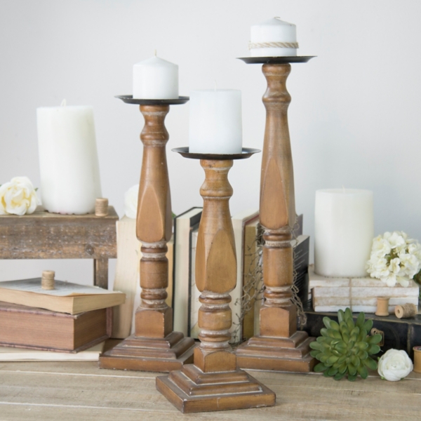 wooden candle holders