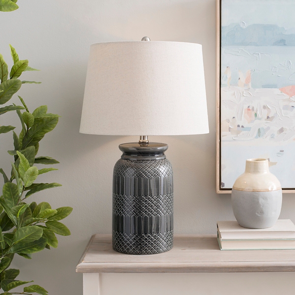 gray ceramic table lamp