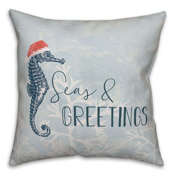 Grande Seahorse Embroidered Pillow