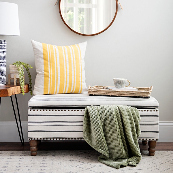 Black and white ottoman outlet bench