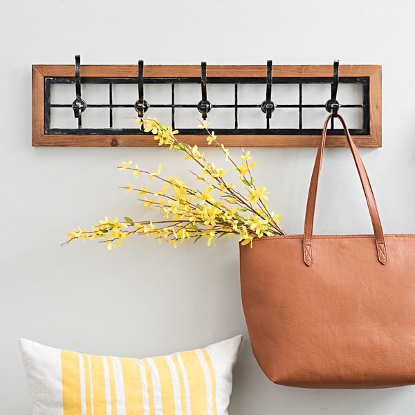 Wood Frame Functional Industrial Hooks Plaque Kirklands Home