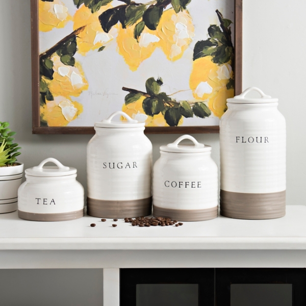 Two Tone Modern Farmhouse Canisters Set Of 4 Kirklands Home