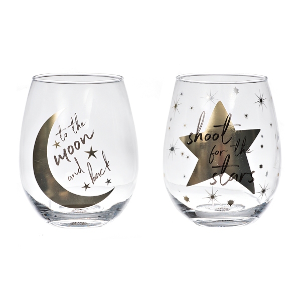 Gold Moon And Stars Wine Glasses Set Of 2 Kirklands