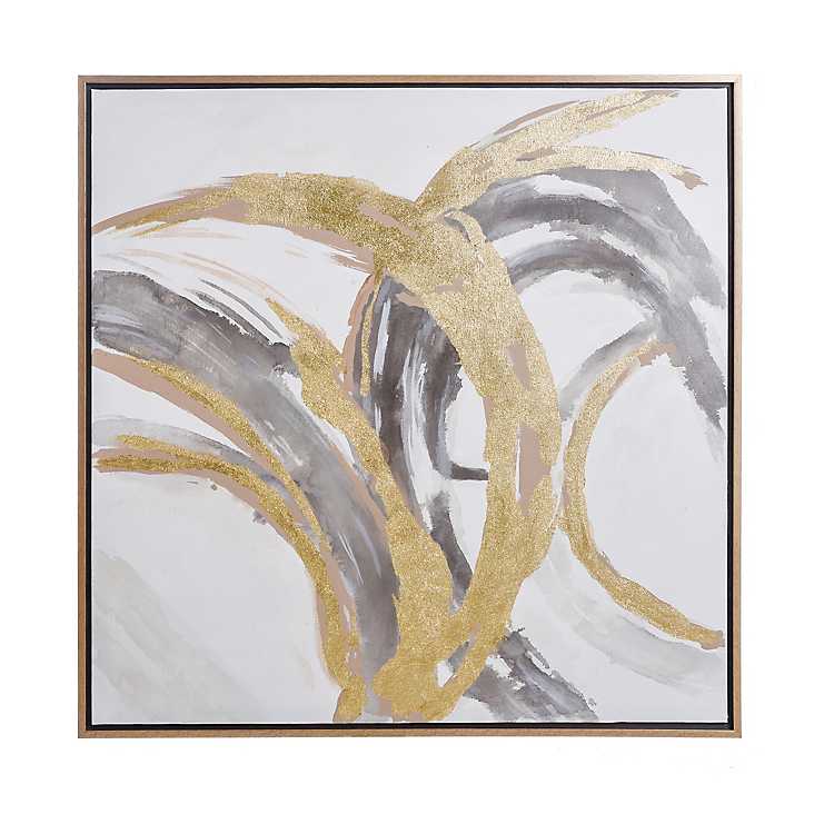 Gold Abstract Hand Painted Framed Canvas Art Print