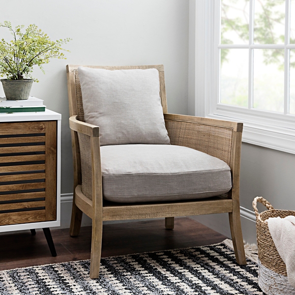 Cane Wood Trim Accent Chair Kirklands