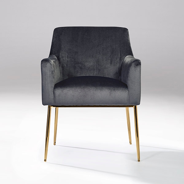 Gray Velvet Dining Armchair With Gold Legs Kirklands