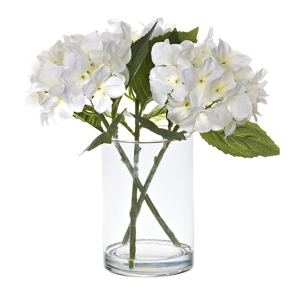 White Hydrangea Arrangement in a Glass Vase Kirklands Home