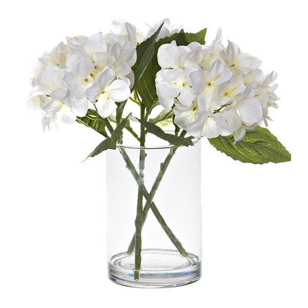 Home & Living White Hydrangea & Eucalyptus Arrangement in Glass ...