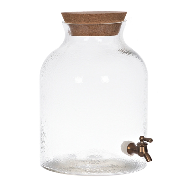 Hammered Glass Beverage Dispenser with Cork Lid Kirklands Home