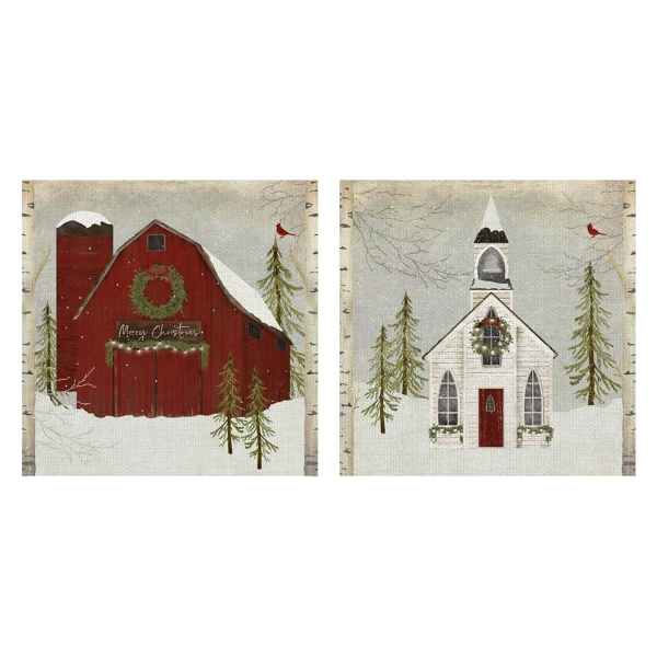 Barn and Church Canvas Art Prints, Set of 2 | Kirklands Home