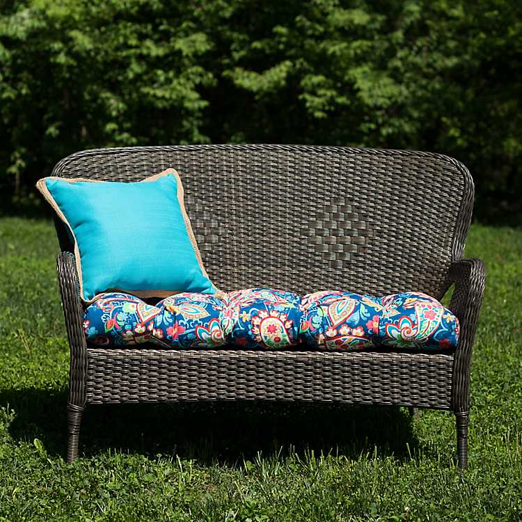 Party Paisley Outdoor Settee Cushion, Outdoor Settee Cushion