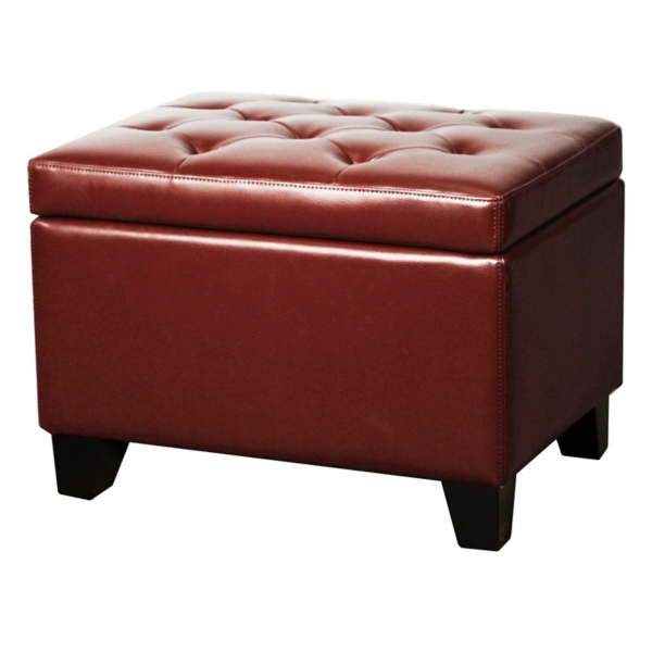 Jillian Red Bonded Leather Storage Ottoman Kirklands Home
