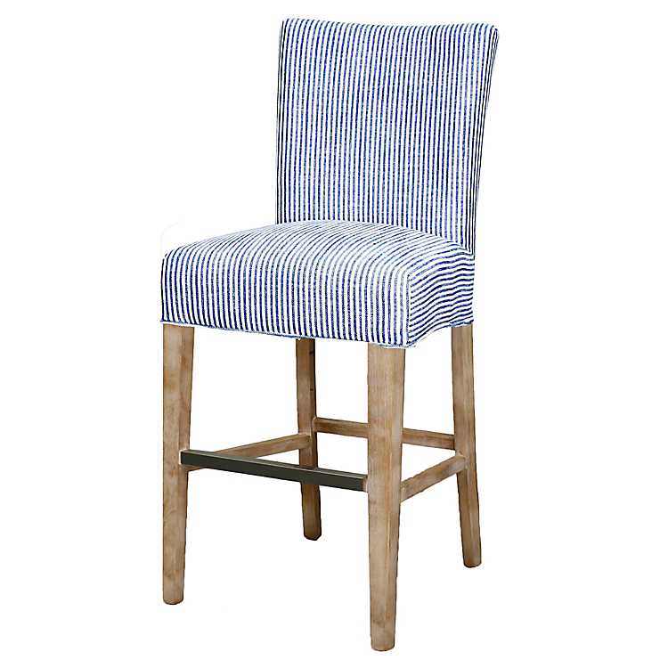 Milley Upholstered Blue And White, Blue Upholstered Counter Stools