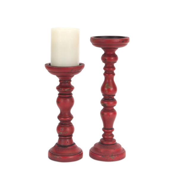 red candle holders