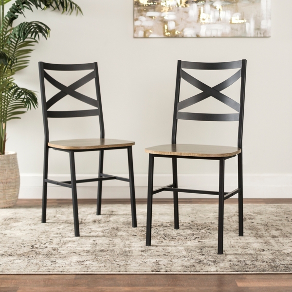 Metal XBack Driftwood Dining Chairs, Set of 2 Kirklands Home