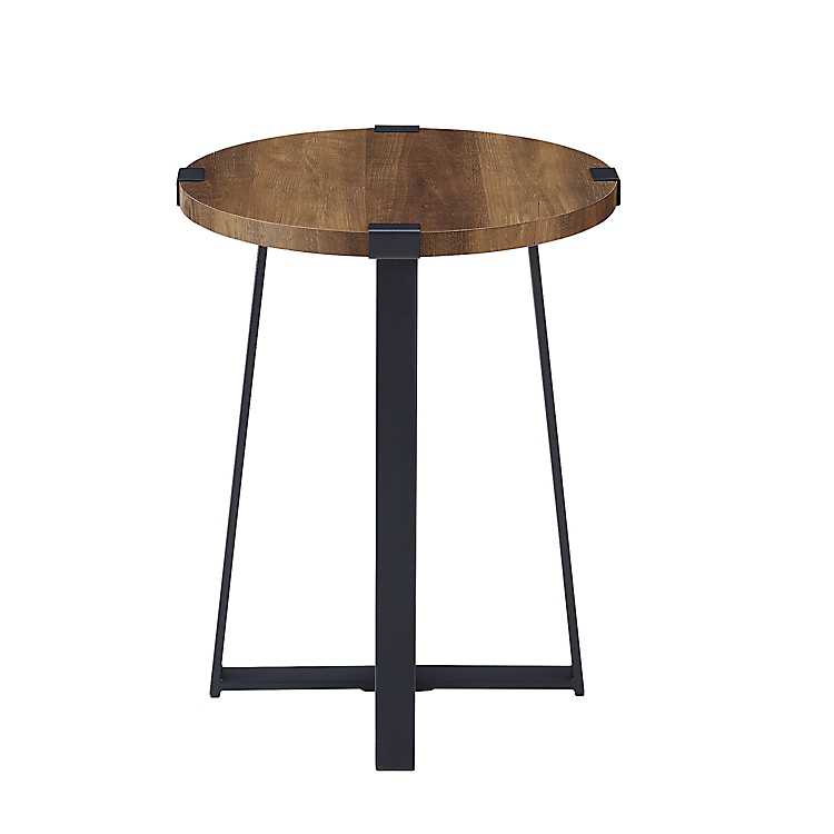 Oak Urban Rustic Round Accent Table, Accent Round Table