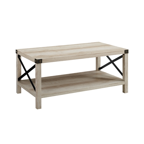 White Industrial X-Frame Coffee Table