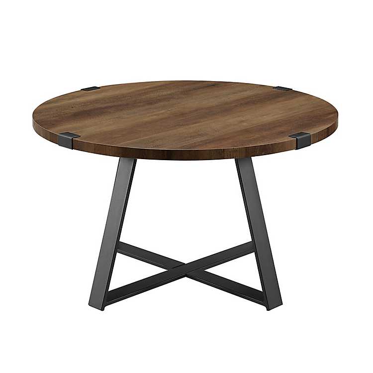 Oak Urban Rustic Round Coffee Table, Rustic Round Coffee Table