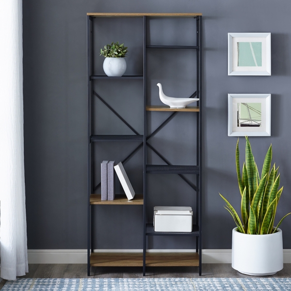 Urban MultiLevel Mesh Oak Wood Bookshelf Kirklands Home