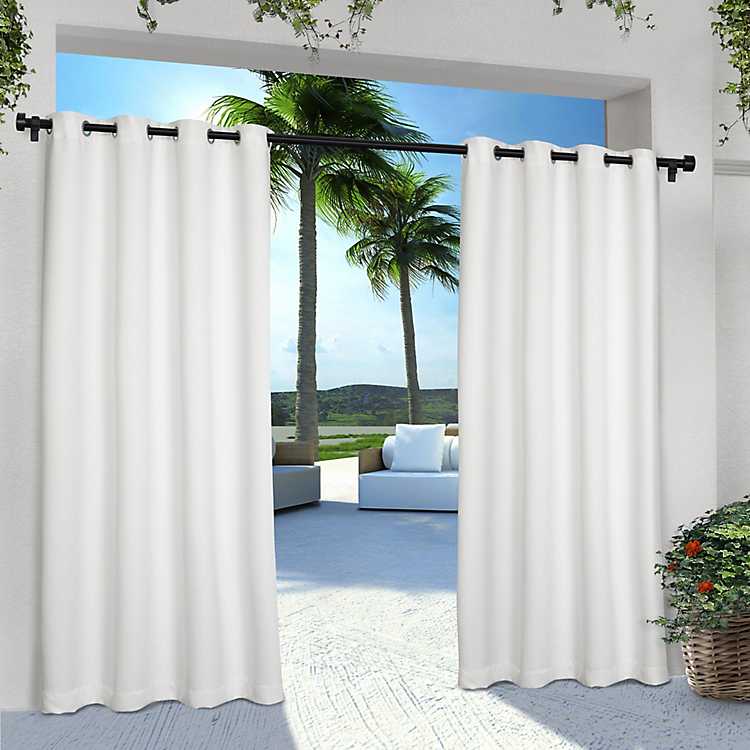 White Cabana Outdoor Curtain Panel Set, 120 In Curtains
