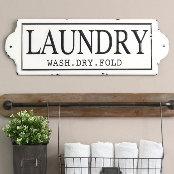 Enamel Laundry Wash Dry Fold Wall Plaque Kirklands