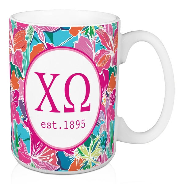 Chi Omega Bright Floral Mug Kirklands Home
