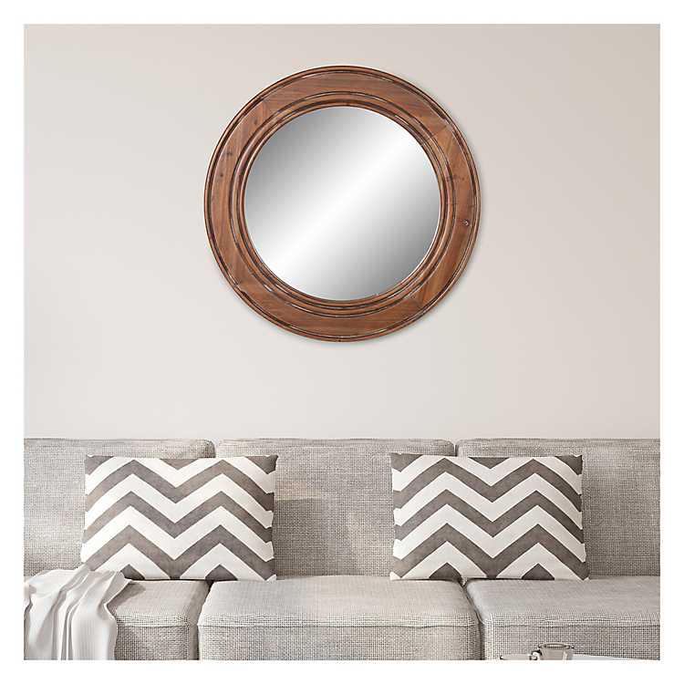 Round Reclaimed Wood Wall Mirror 31 5, Reclaimed Wood Round Mirror