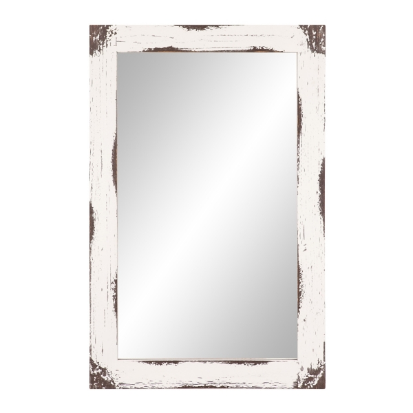 white distressed mirror frame