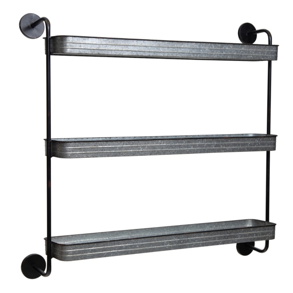 metal wall shelves with hooks