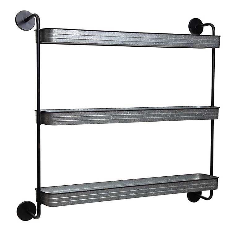 MyGift 24-Inch Galvanized Metal Wall-Mounted Shelves Set of 2 