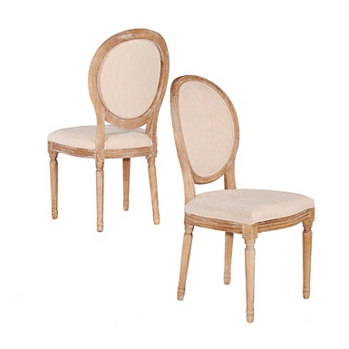 Natural Oval Back Linen Dining Chairs Set Of 2 Kirklands