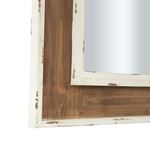 Ornate Antique White Wood Wall Mirror