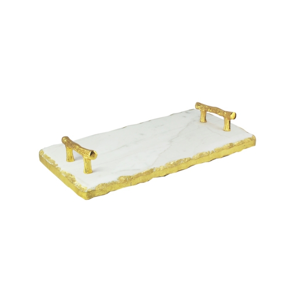 white and gold tray