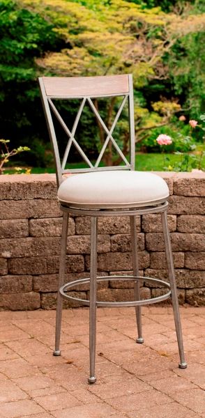Aged Pewter Silver Swivel Outdoor Bar Stool | Kirklands Home
