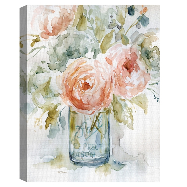 Cabbage Roses I & II Canvas Art Prints, Set of 2