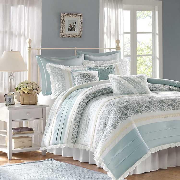 grey and blue comforter sets queen