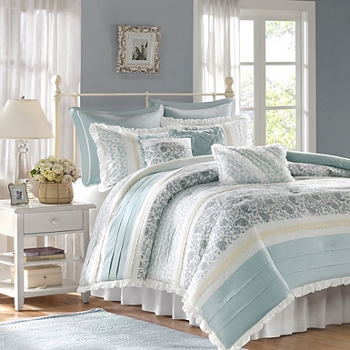Blue Valerie 9 Pc King Comforter Set, Blue And Grey King Bedding Sets